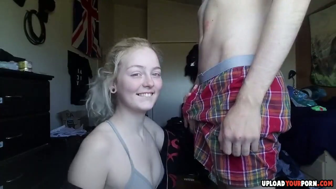 Cute Blonde Girlfriend Sucking A Boyfriends Dick image