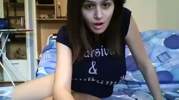 Quite slender nympho with big bubble ass is happy to pet her wet twat