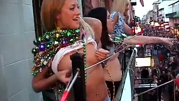 Lot of stunning ladies getting wild at the Mardi Gras