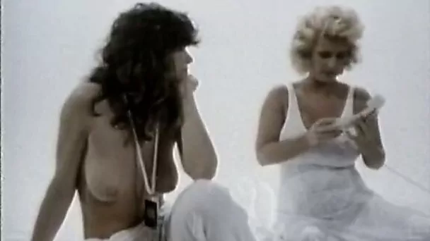 Lubricious MILFs please one another in arousing retro lesbian porn clip