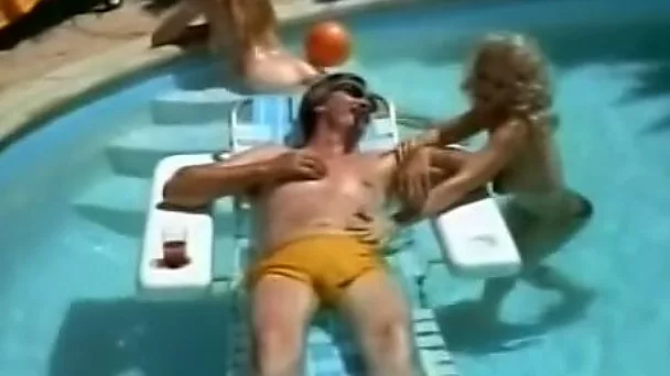 Feverish guy enjoys bunch of hot  kitties in pool