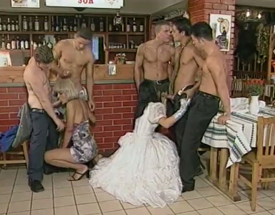 Brunette Bride And Her Bridesmaid Gets Gangbanged Before Wedding