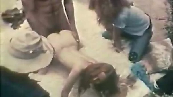Crazy group sex near the pool classic porn video