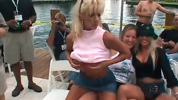 Dirty pervert lassies dance naked at hot  fuck part outdoors