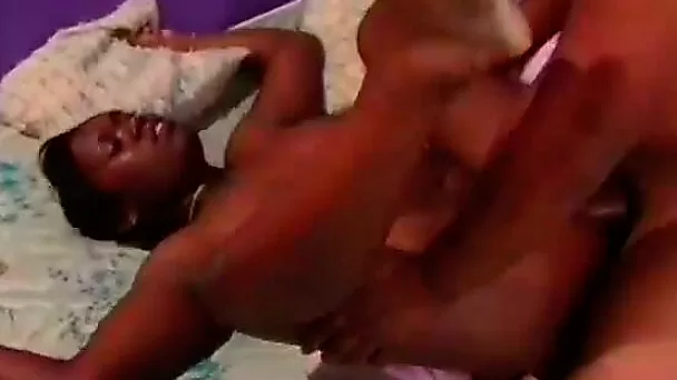 Flexible chubby ebony lady in camsex with a black dude