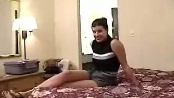 Appetizing gal with small perky tits masturbates in front of the camera