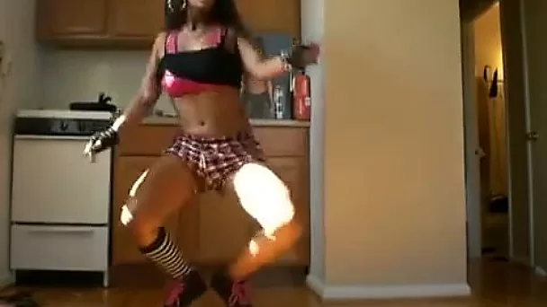 Hot like fire bony babe of my bro always dances before they lope