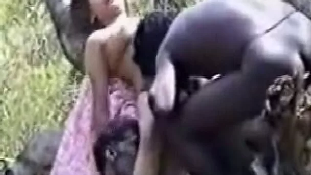 Kinky punjabi chick gets her holes fuckced on a tree