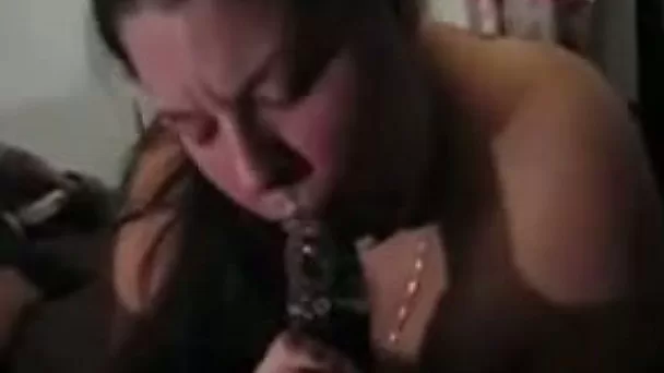 Fat and nasty white neighbor blowing cock on POV clip