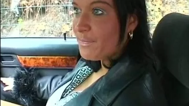 Flashing big titties in a car is so much fun and this lady is hardly shy