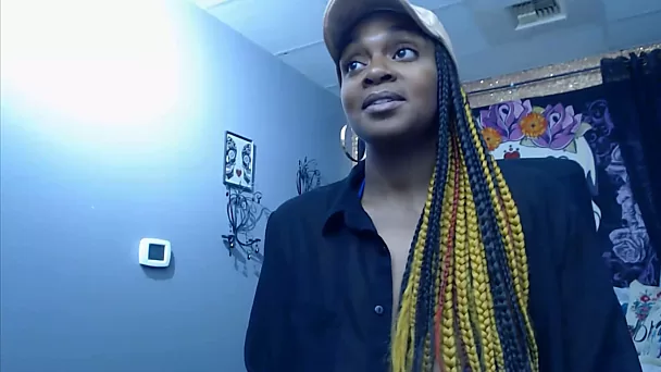 Chunky busty goddess pounds a phat ebony juicy pussy
