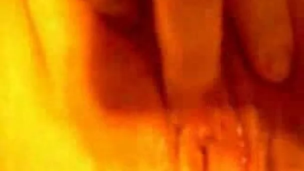 Wife strokes her sensitive clit making her pussy soak with love juice