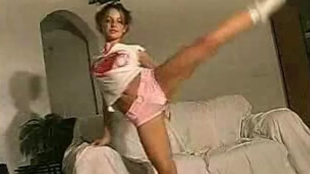 How about some lovely European brunette teen striptease