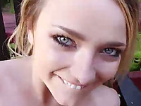 Crafty blonde bitch exposes her sucking and fucking skills