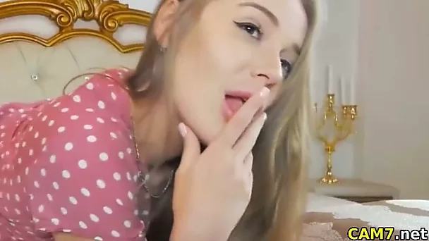 horny chick loves fucking and sucking her dildo