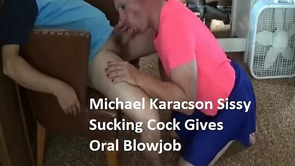 Michael Karacson Sissy Crossdressing Sucking Cock gives Oral