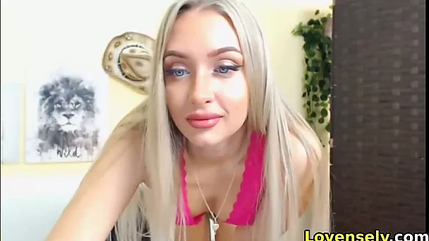 blonde beauty having fun with her toys in her wet pussy