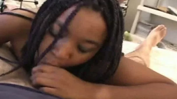 Ebony BBW Sucks Off White Guy To Make Her Arouse Deeply