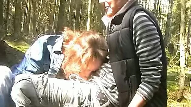 Sex in the forest with slutty and skinny white chick
