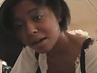 Awesome blowjob in the morning from a cute ebony teen