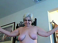 Four eyed granny with saggy breasts shows it all on webcam