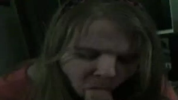 Just a fat and busty blonde white whore sucking my cock greedily