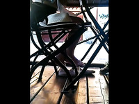 Check out quite kinky upskirt video made in cafe by my lewd buddy