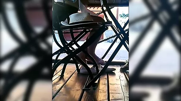 Check out quite kinky upskirt video made in cafe by my lewd buddy