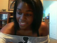 Cute ebony teen sweetie on webcam loves showing her laffy toffees