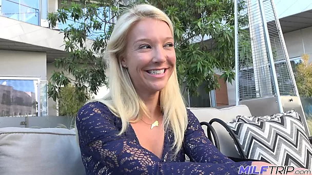 Horny amateur blonde MILF is picked up for some good oral petting