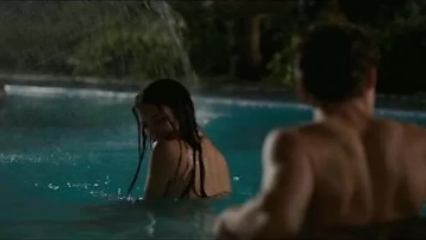 Carla Quevedo in really alluring pool scene with her movie partner