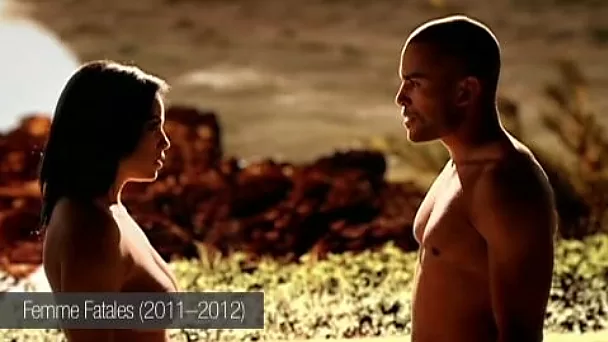 Daphne Duplaix and sensual kissing scene outdoors with her movie partner
