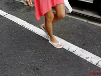 Mistress walking bare feet (flip flops) in public - POV (Mistress Kym)