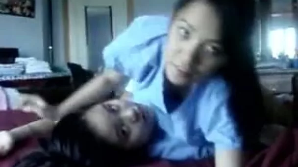 Me and my adorable lesbian girlfriend have fun on the bed