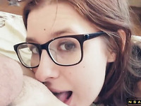 Nerdy Brunette Babe Chokes On A Big Dick And Enjoys Anal Sex