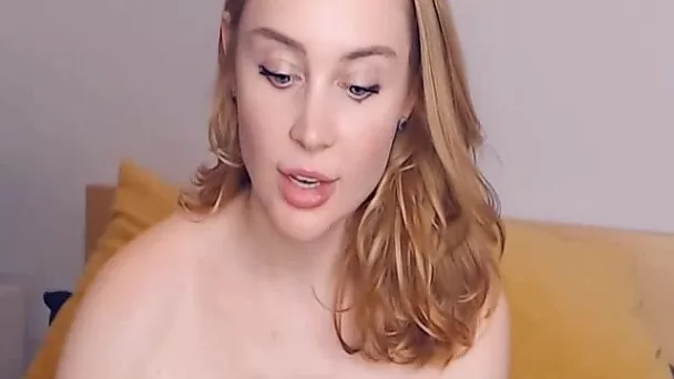 Blonde Babe Unbuttons Reveals And Spreads