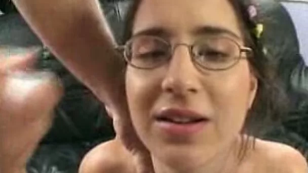 Shy teen with glassing craving for multiple facial cumshots