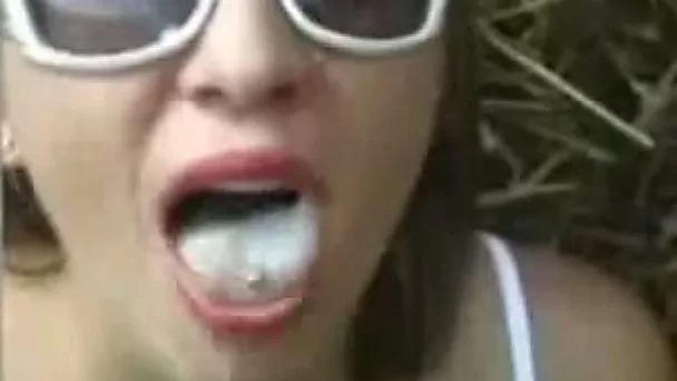 Lewd ex GF in glasses milks my cock dry in her mouth outdoors