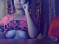 Sexy mulatto babe shows her titties and her pussy on webcam