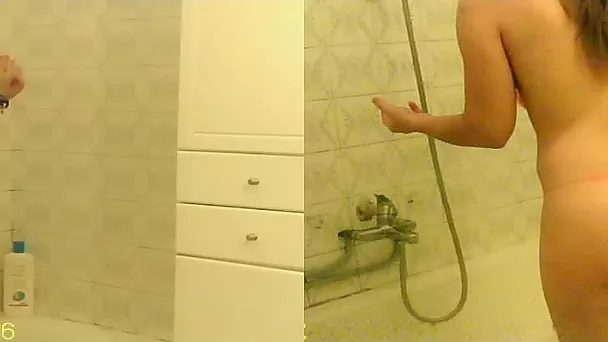 just unaware stepsister showering