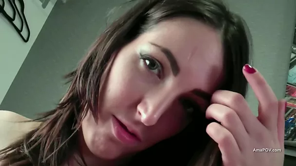 Small puffy tits British babe sucks my cock