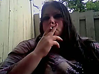 Just a nasty amateur BBW brunette smoking on webcam