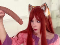 [Wolf and Spice - Holo] Cosplay babe with big ass in solo with dildo