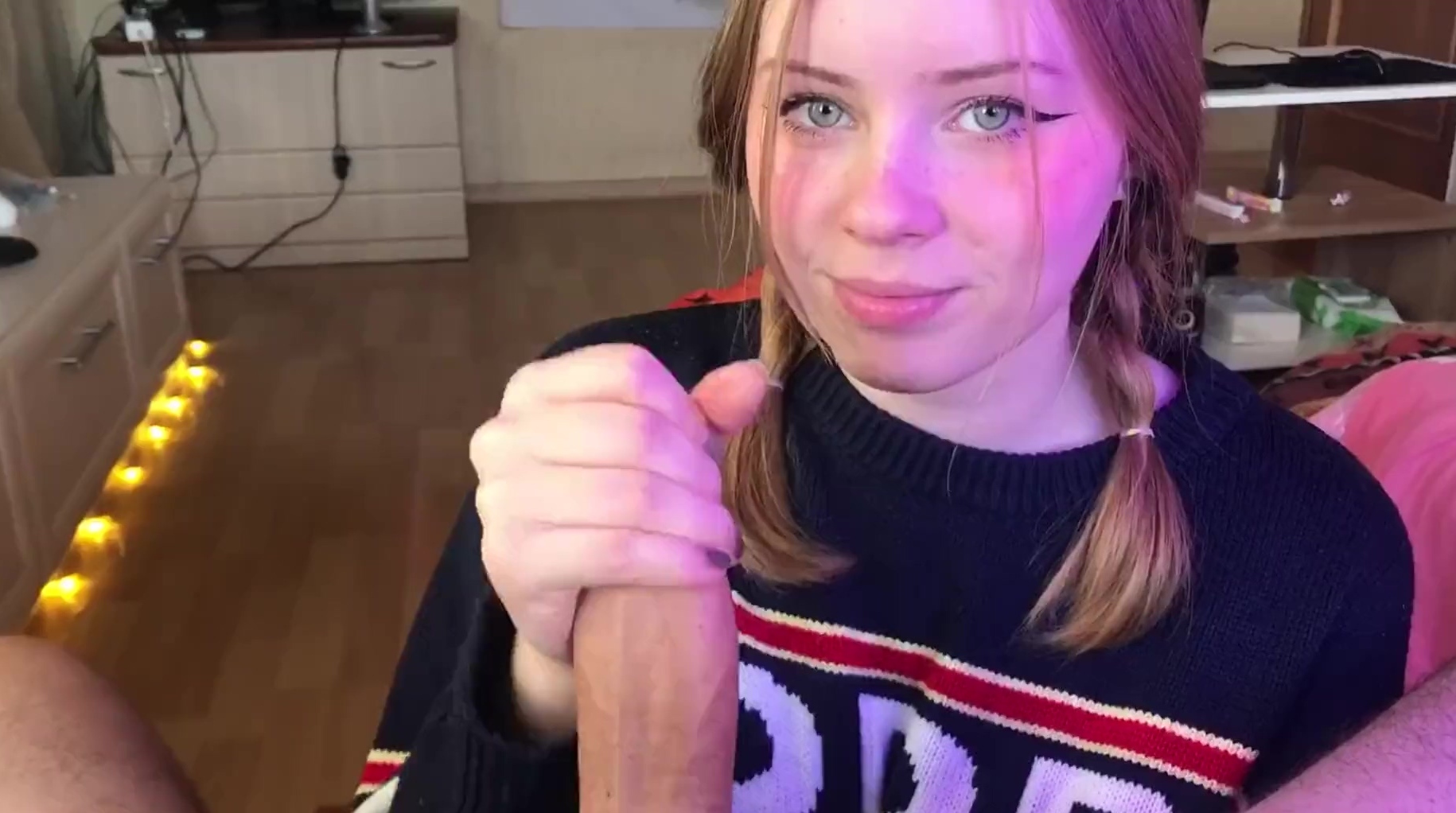 Teen student gives messy blowjob while still looking so cute picture