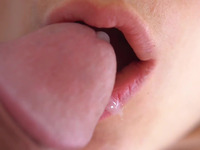 Ejaculation in beautiful mouth closeup video