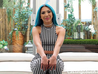 Cutie with blue hair swallows BBC before endless fuck at the casting