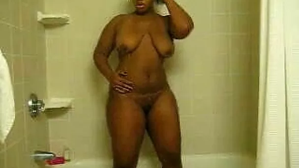 Curvaceous ebony goddess demonstrates her attractive body