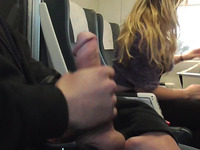 Curly blonde girl sucks stranger's dick in the train