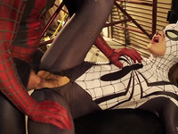 Spiderman and spiderwoman don't take off their hero costumes even when they fuck