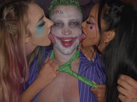 White and Asian Harley Queens for a big dick Joker